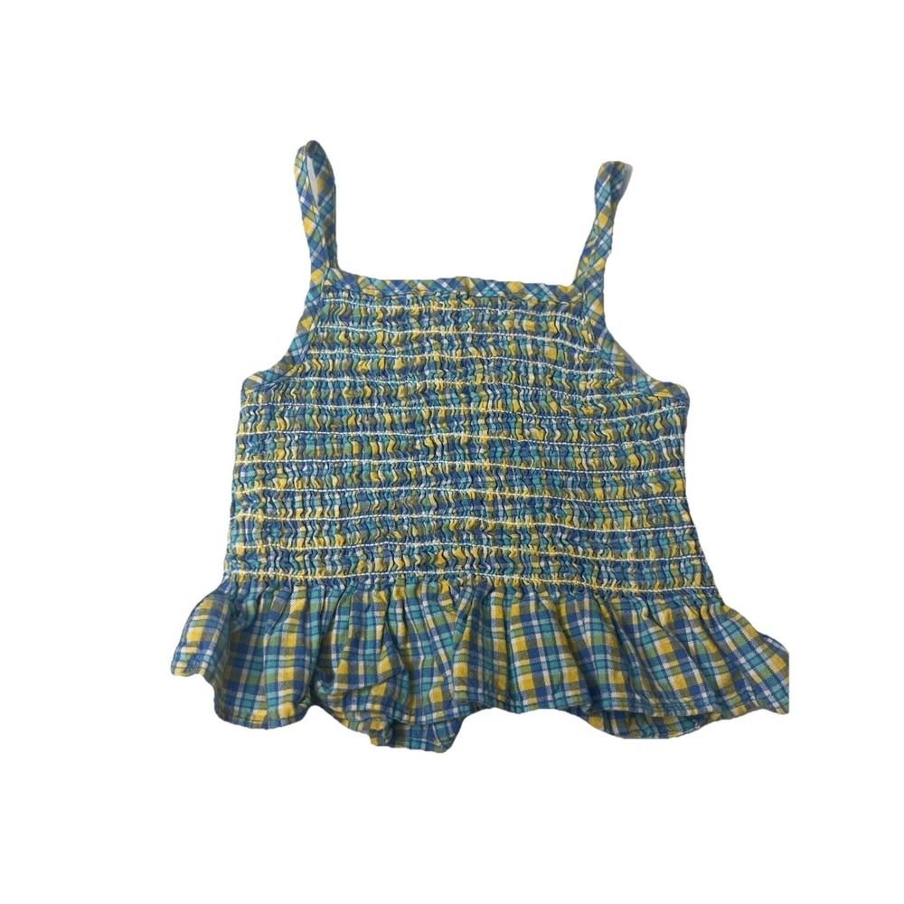 Vtg Okie Dokie Baby 12β Month Tank Top Smoked Blue Yellow Y2K